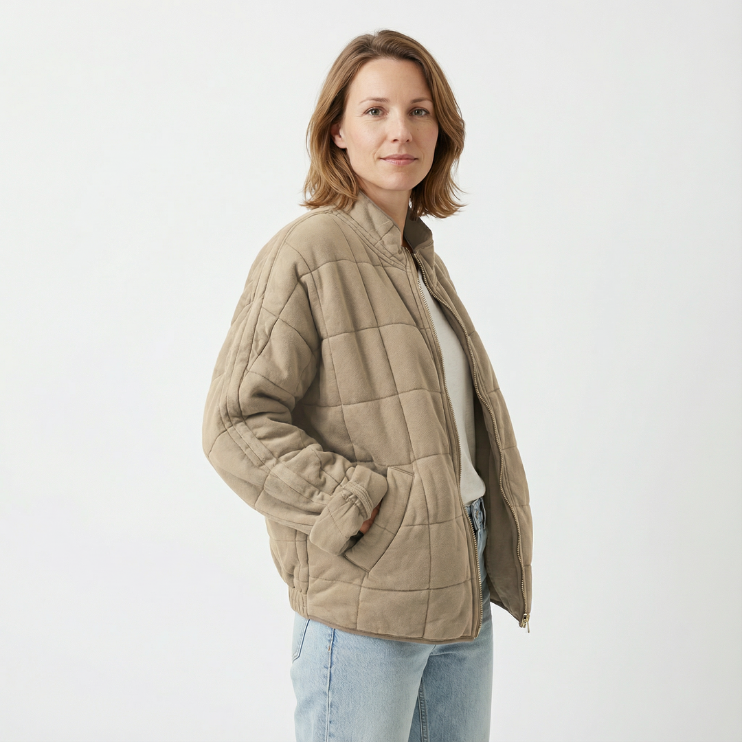 Damen Gesteppte Zip Jacke Modern