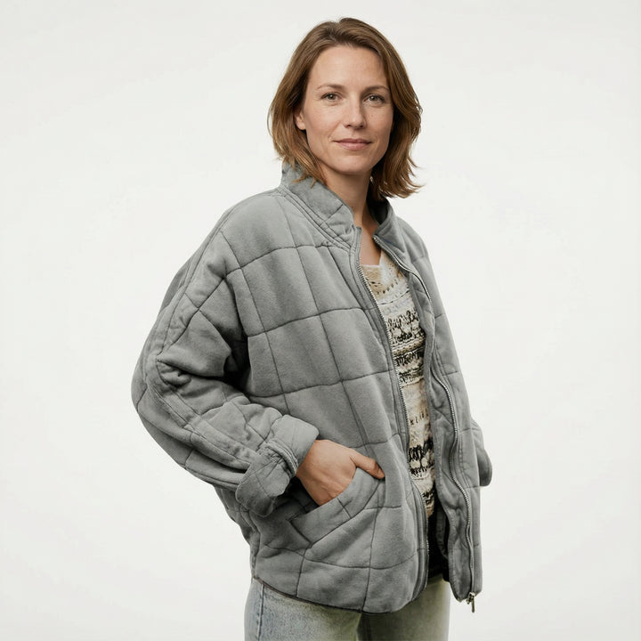 Damen Gesteppte Zip Jacke Modern