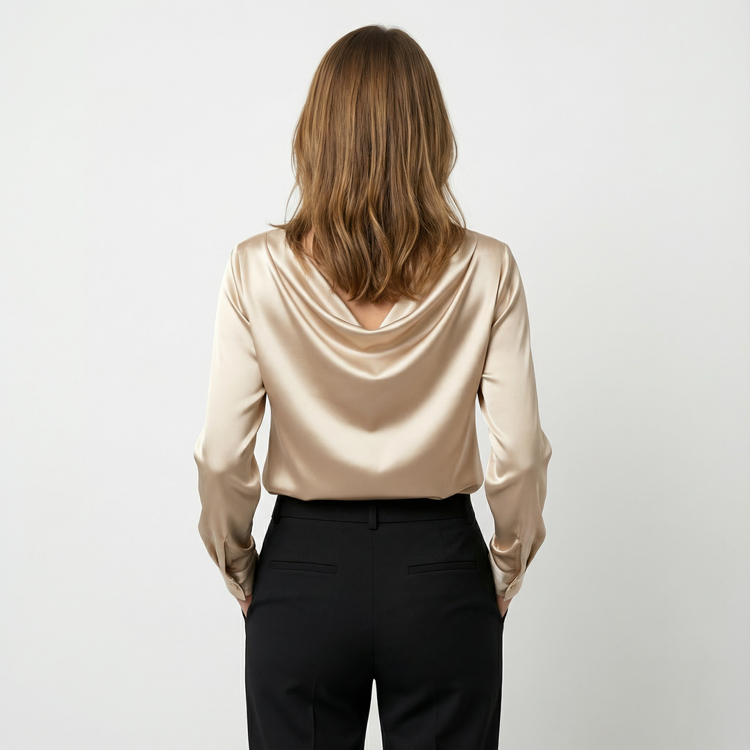 Damen Satinbluse Elegant Figurbetont