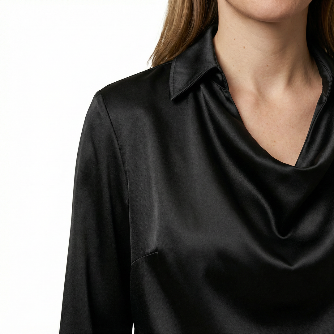 Damen Satinbluse Elegant Figurbetont