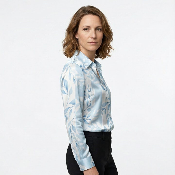 Damen Satinbluse Elegant Figurbetont