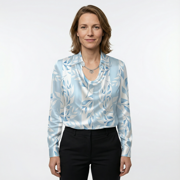 Damen Satinbluse Elegant Figurbetont