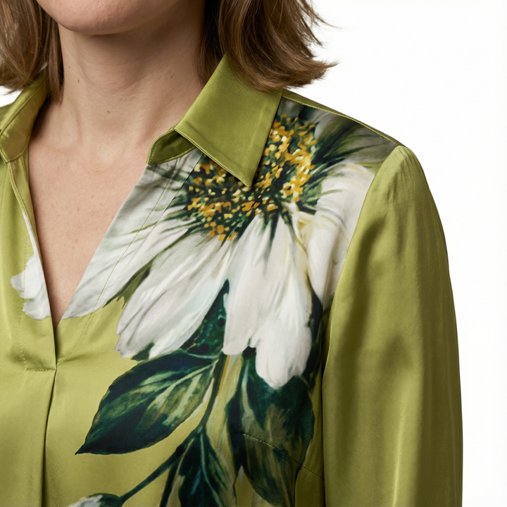 Damen Satinbluse Elegant Figurbetont