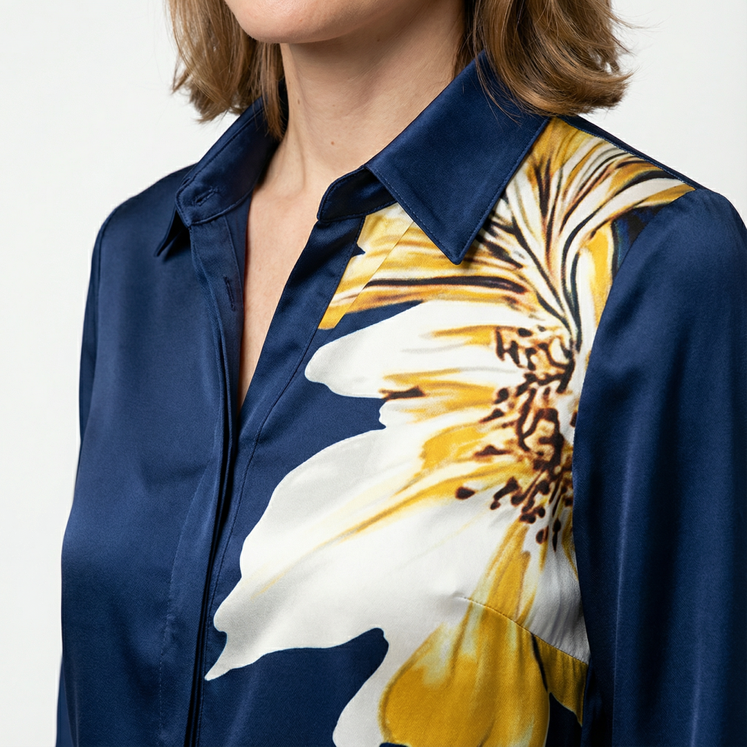 Damen Satinbluse Elegant Figurbetont