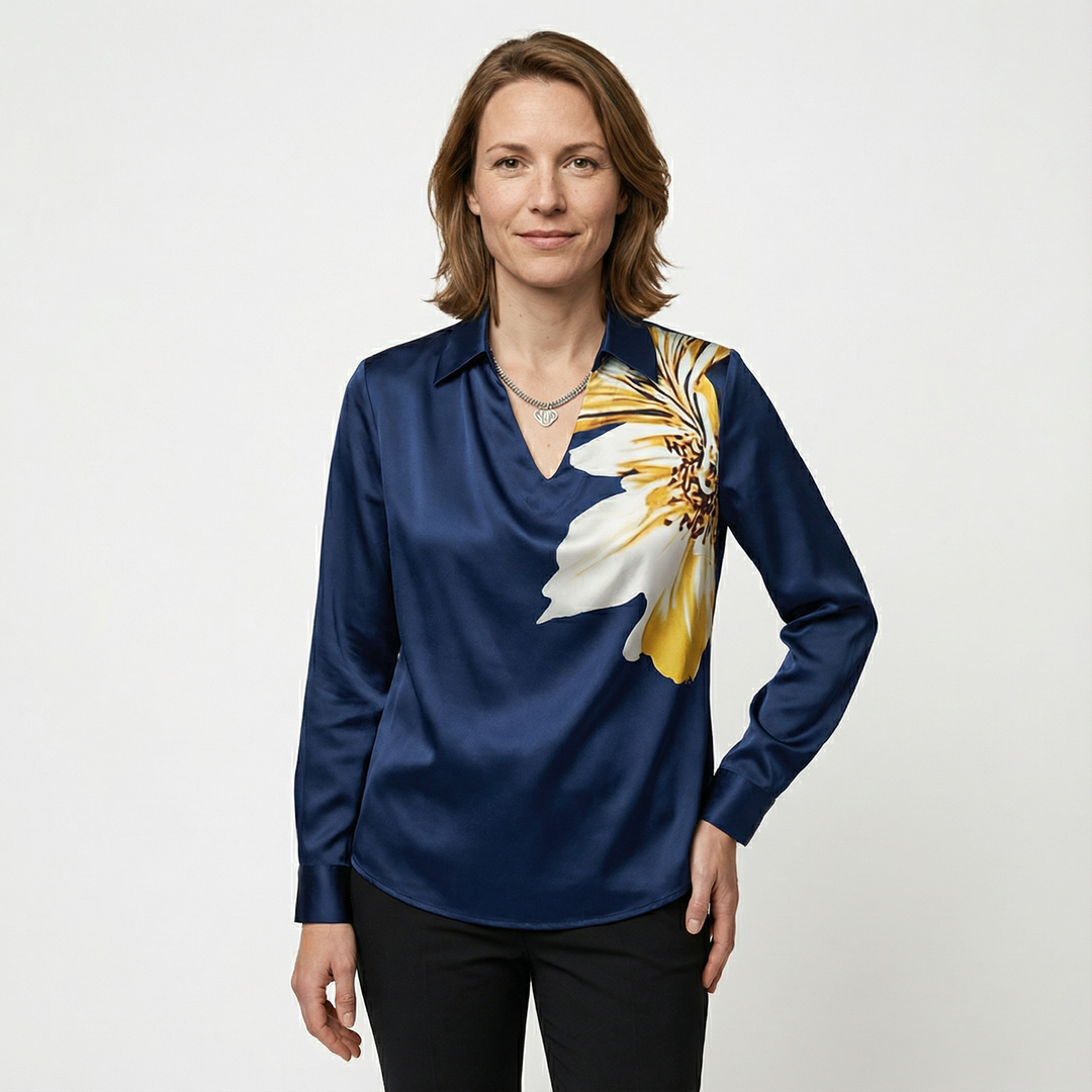 Damen Satinbluse Elegant Figurbetont