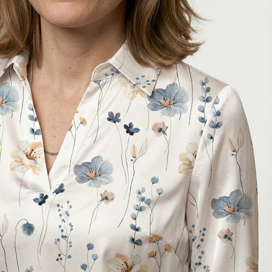 Damen Satinbluse Elegant Figurbetont