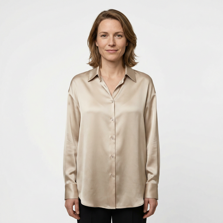 Damen Satinbluse Seide Elegant Herbst