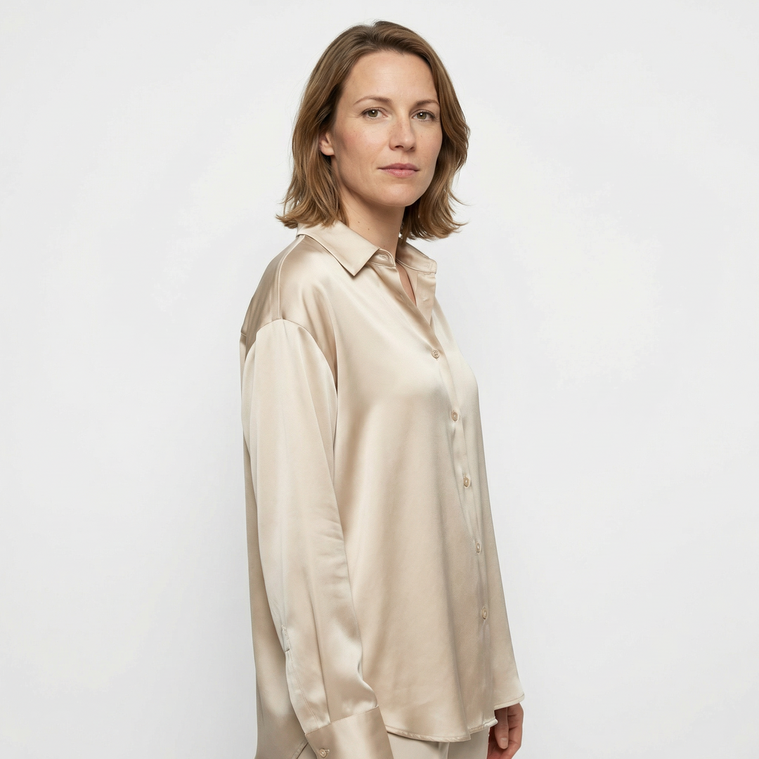 Damen Satinbluse Seide Elegant Herbst