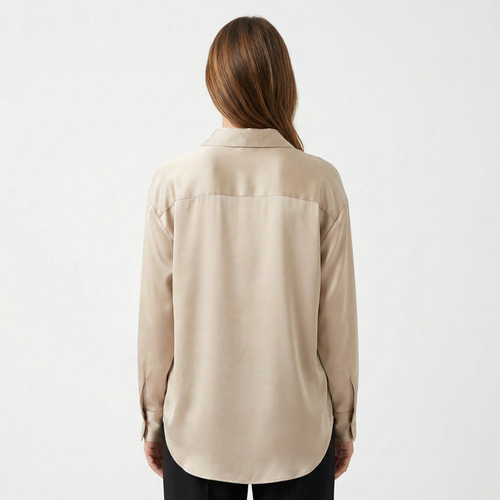 Damen Satinbluse Seide Elegant Herbst