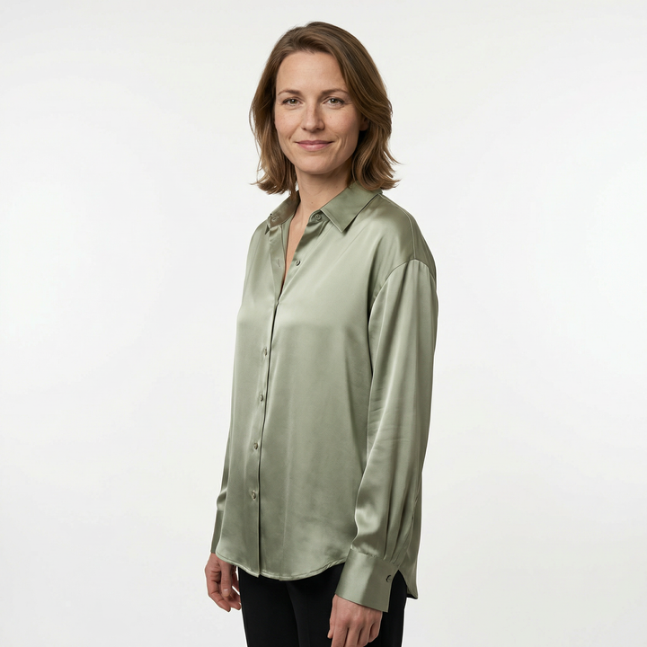 Damen Satinbluse Seide Elegant Herbst