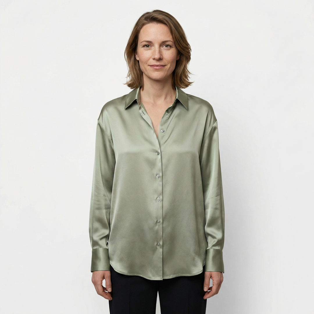 Damen Satinbluse Seide Elegant Herbst