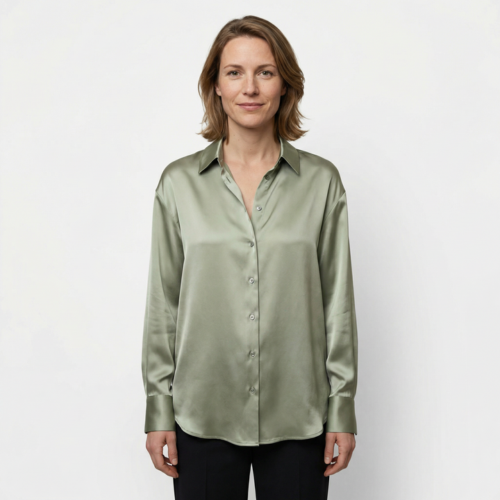 Damen Satinbluse Seide Elegant Herbst