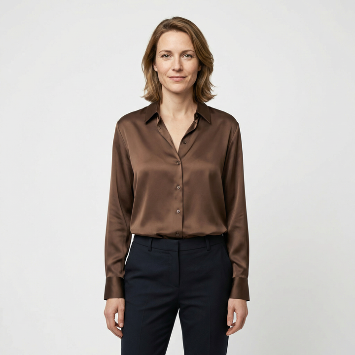 Damen Satinbluse Seide Elegant Herbst