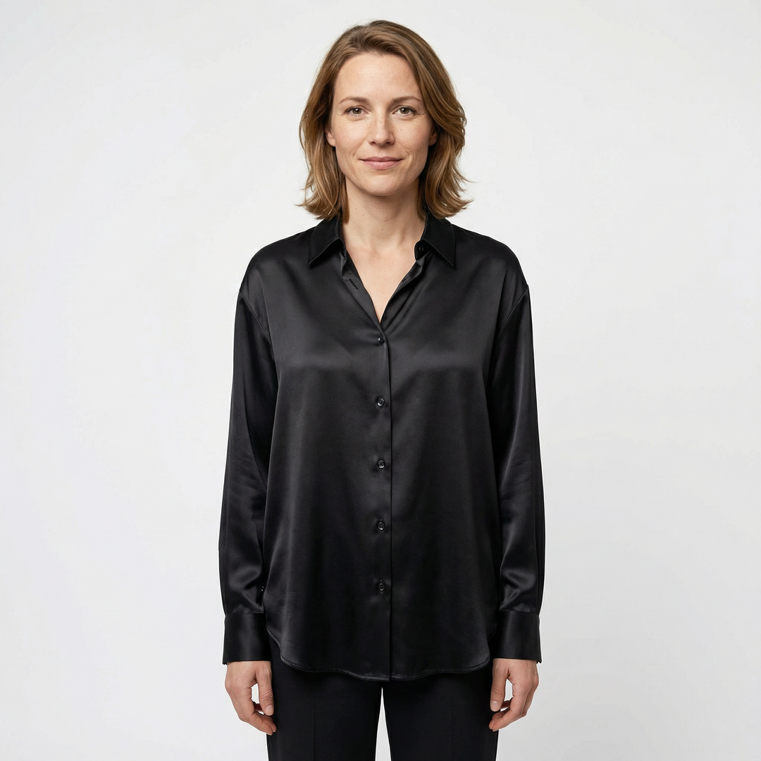 Damen Satinbluse Seide Elegant Herbst