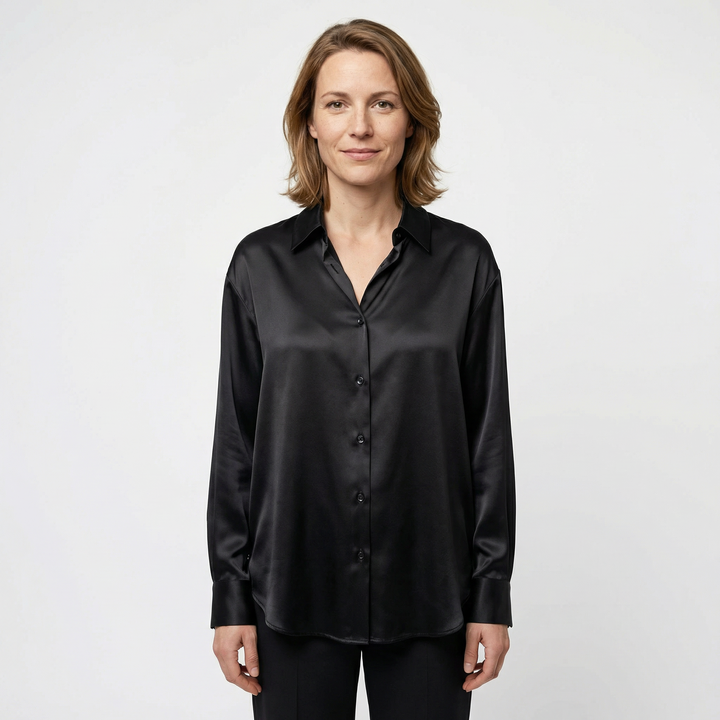 Damen Satinbluse Seide Elegant Herbst