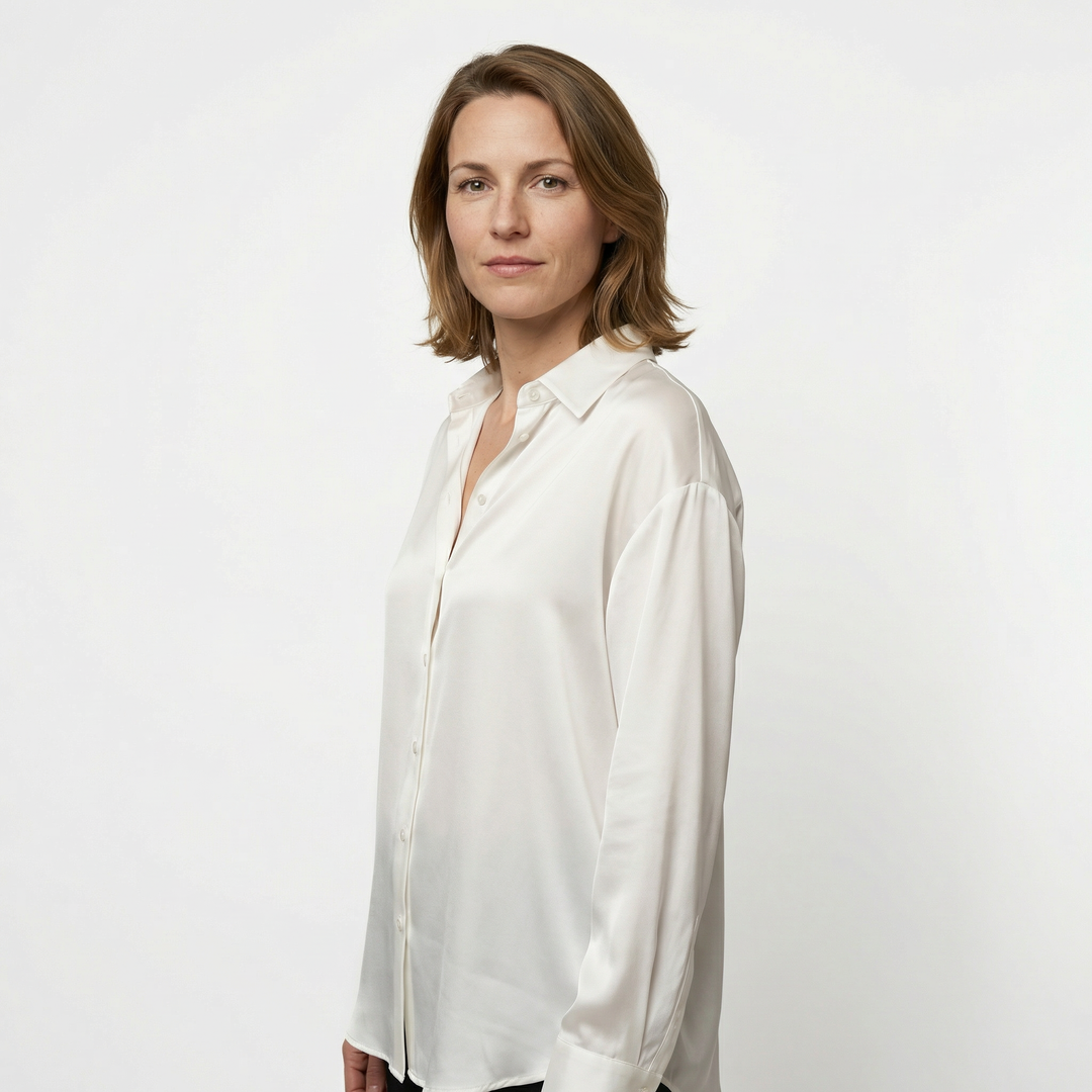 Damen Satinbluse Seide Elegant Herbst