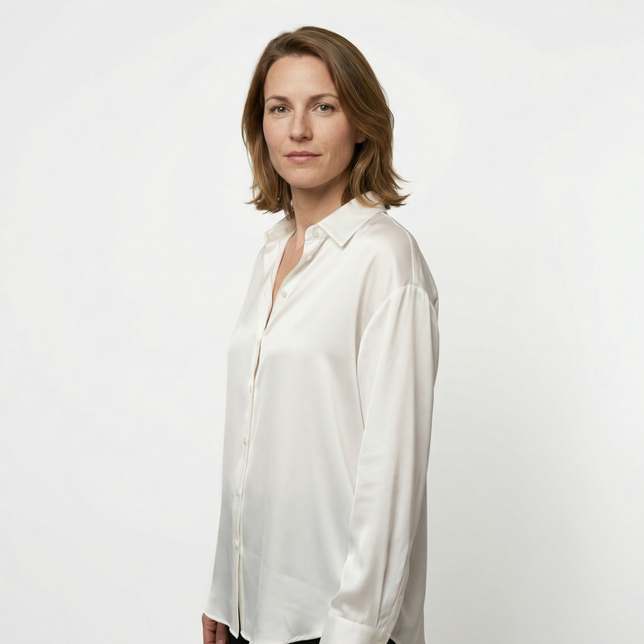 Damen Satinbluse Seide Elegant Herbst