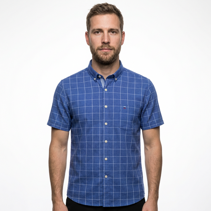 Herren Oxford Kurzarm Hemd Kariert