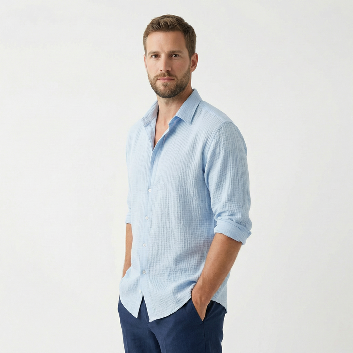 Lässiges Herren-Sommerhemd mit Knopfleiste