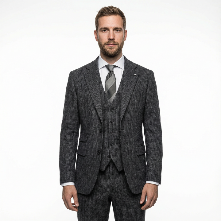 Herren Woll Tweed Anzug Slim