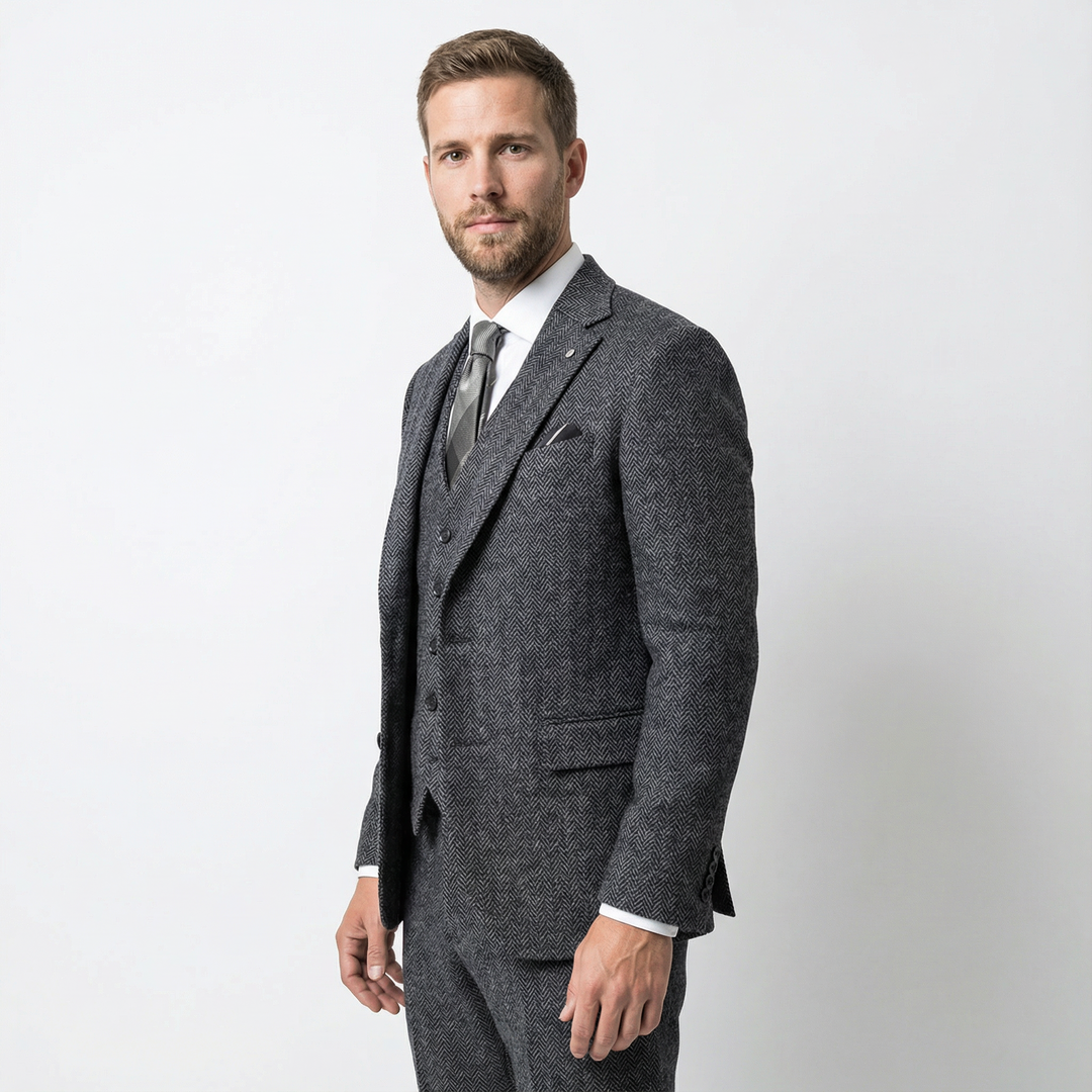 Herren Woll Tweed Anzug Slim