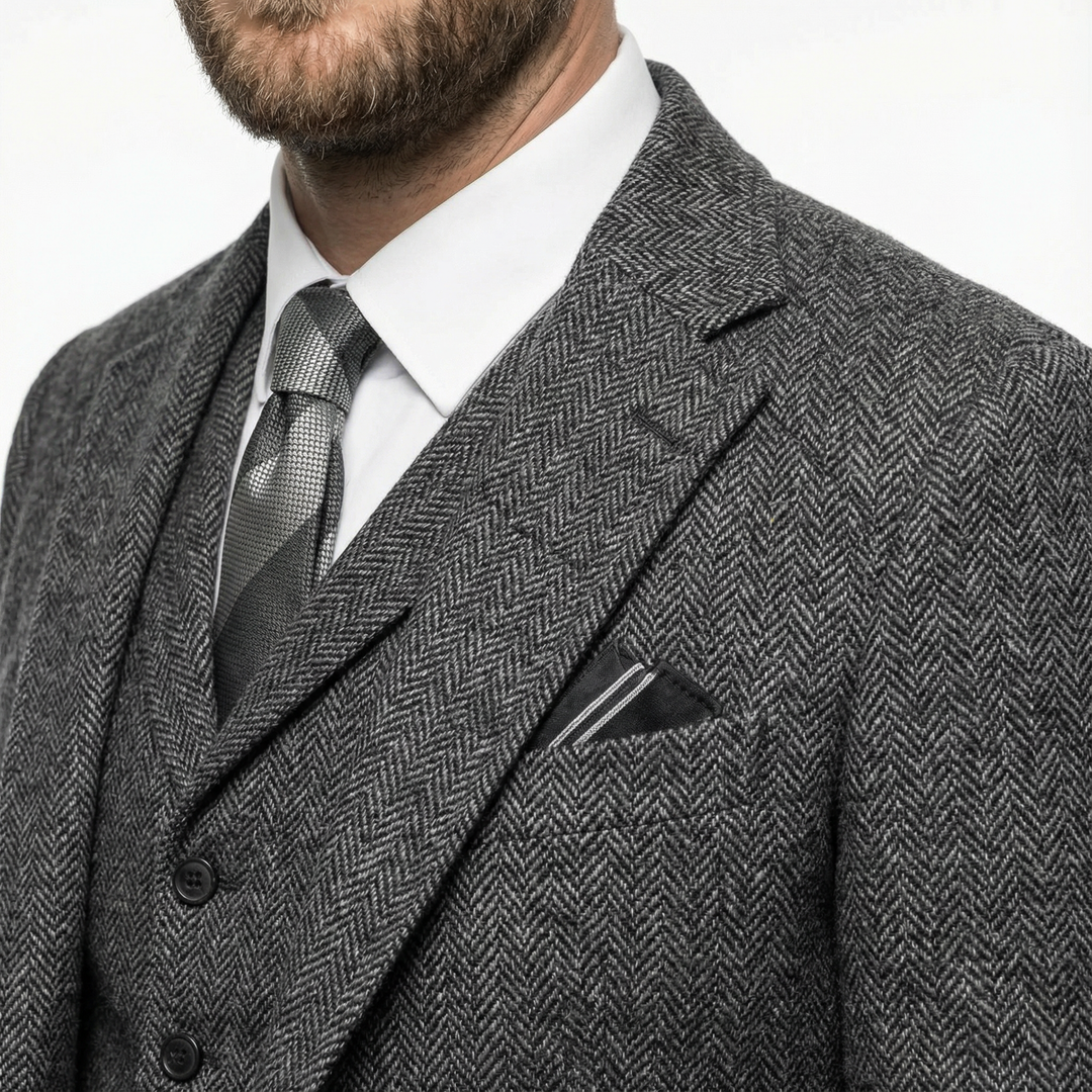 Herren Woll Tweed Anzug Slim