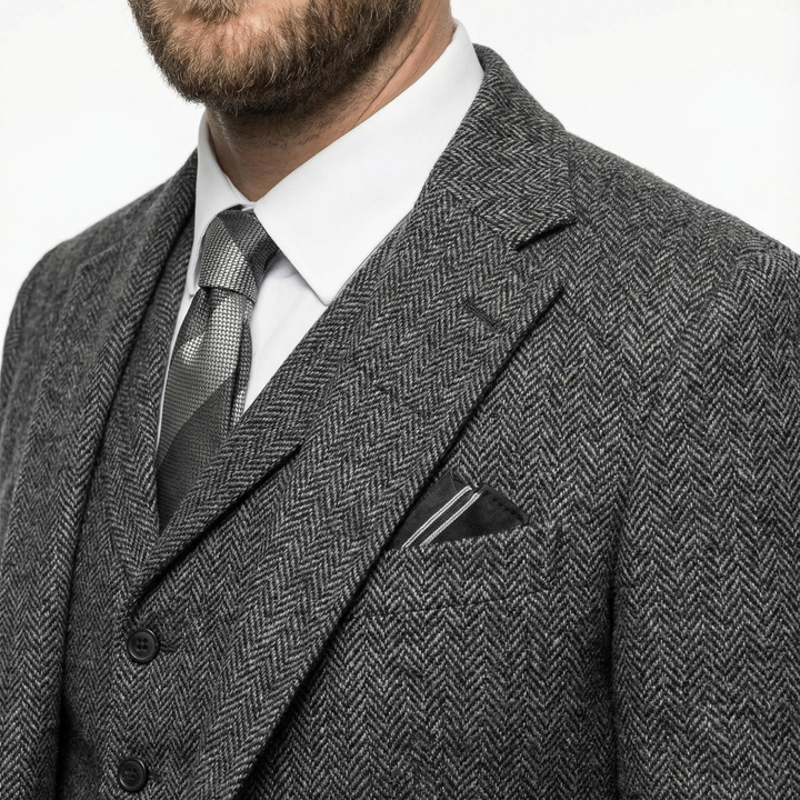 Herren Woll Tweed Anzug Slim