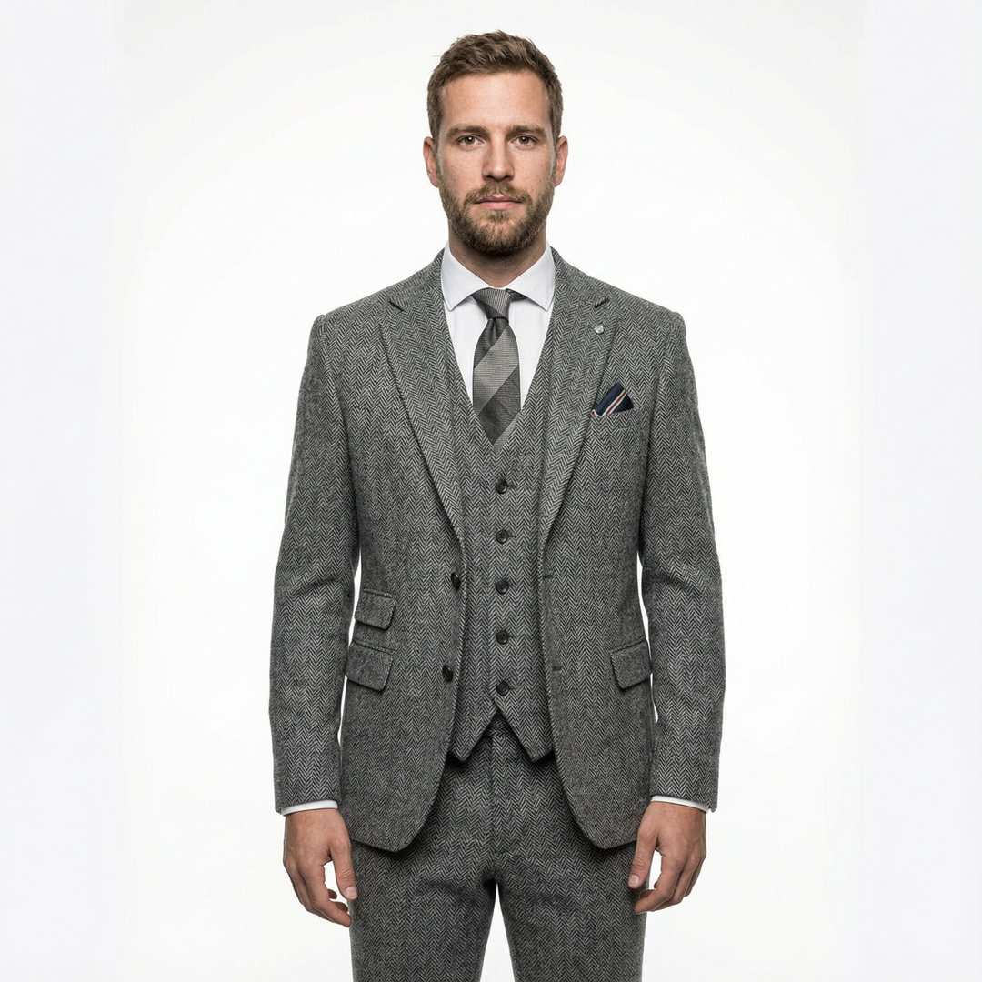 Herren Woll Tweed Anzug Slim