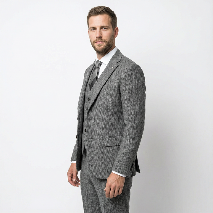 Herren Woll Tweed Anzug Slim