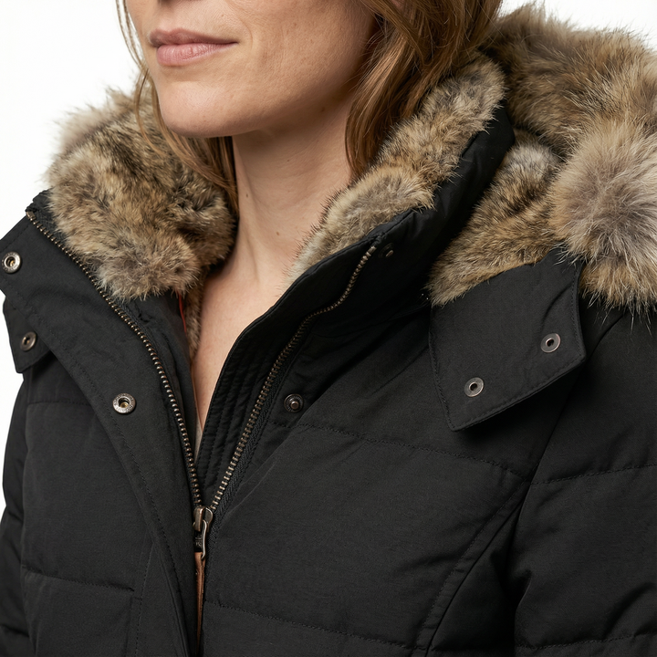 Damen Winter Steppjacke mit Kunstfell