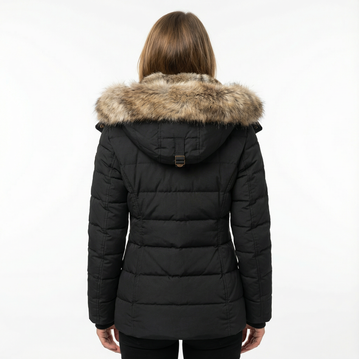 Damen Winter Steppjacke mit Kunstfell