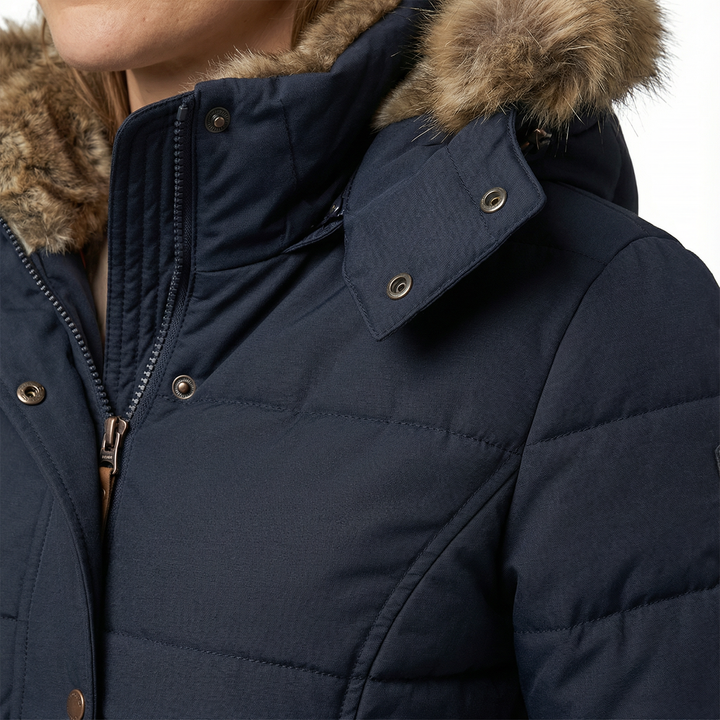 Damen Winter Steppjacke mit Kunstfell