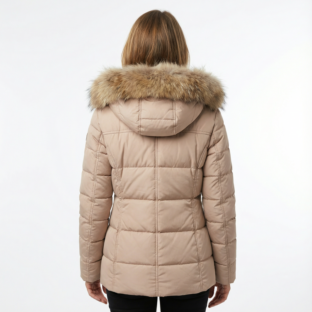 Damen Winter Steppjacke mit Kunstfell