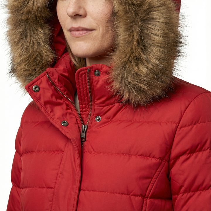 Damen Winter Steppjacke mit Kunstfell