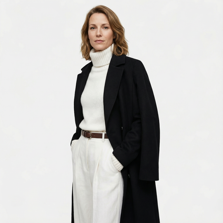 Damen Schwarzer Maxi Mantel