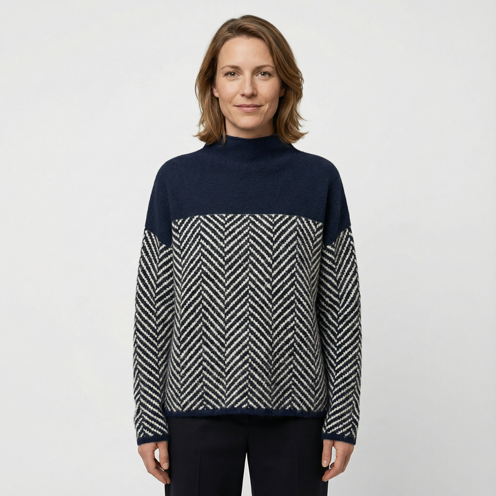 Damen Fischgrät Strickpullover Modern