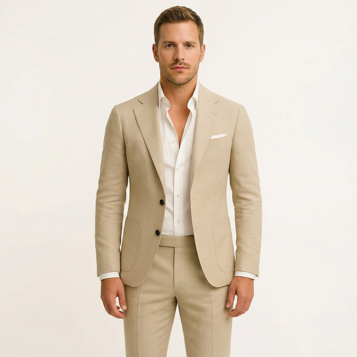 Herren Zweiteiler Anzug in Beige – leichter Sommerstoff, zweiteilig