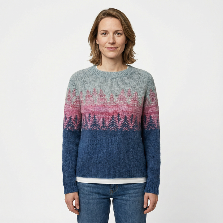 Damen Gemusterter Strickpullover