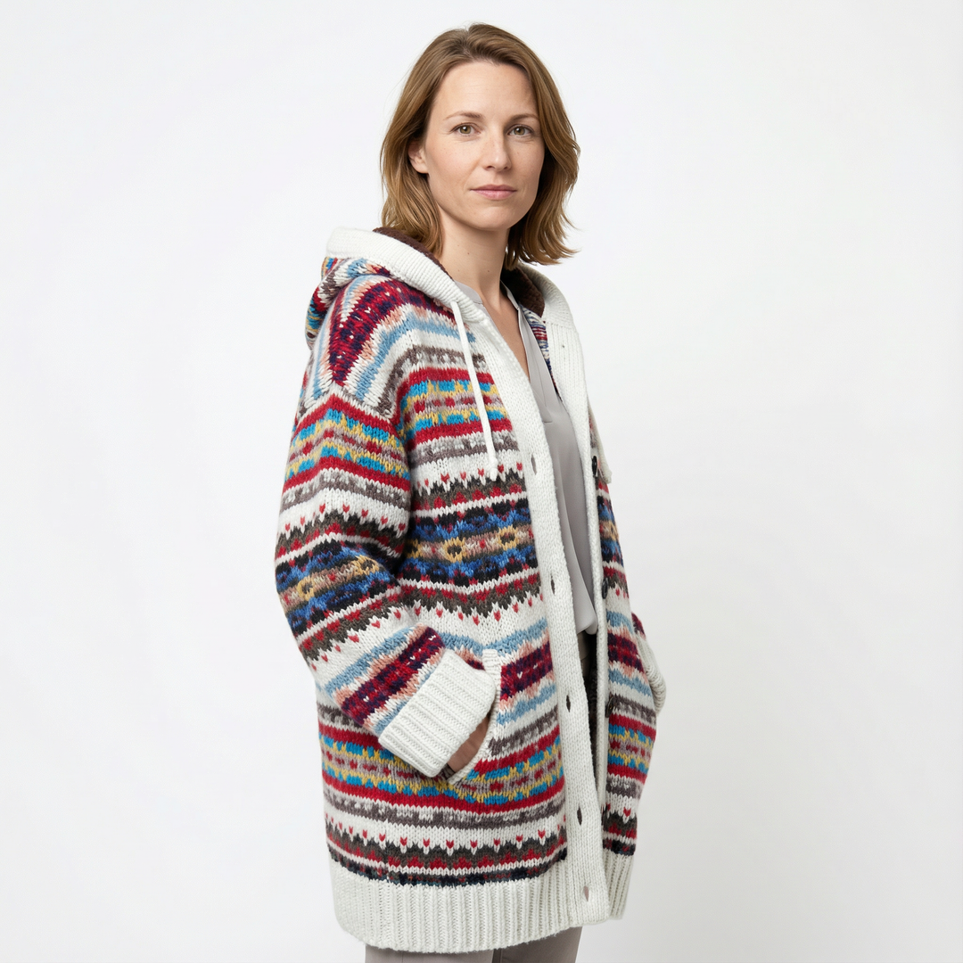 Rückenansicht Damen Hoodie Cardigan mit großflächigem Tier-Aufdruck