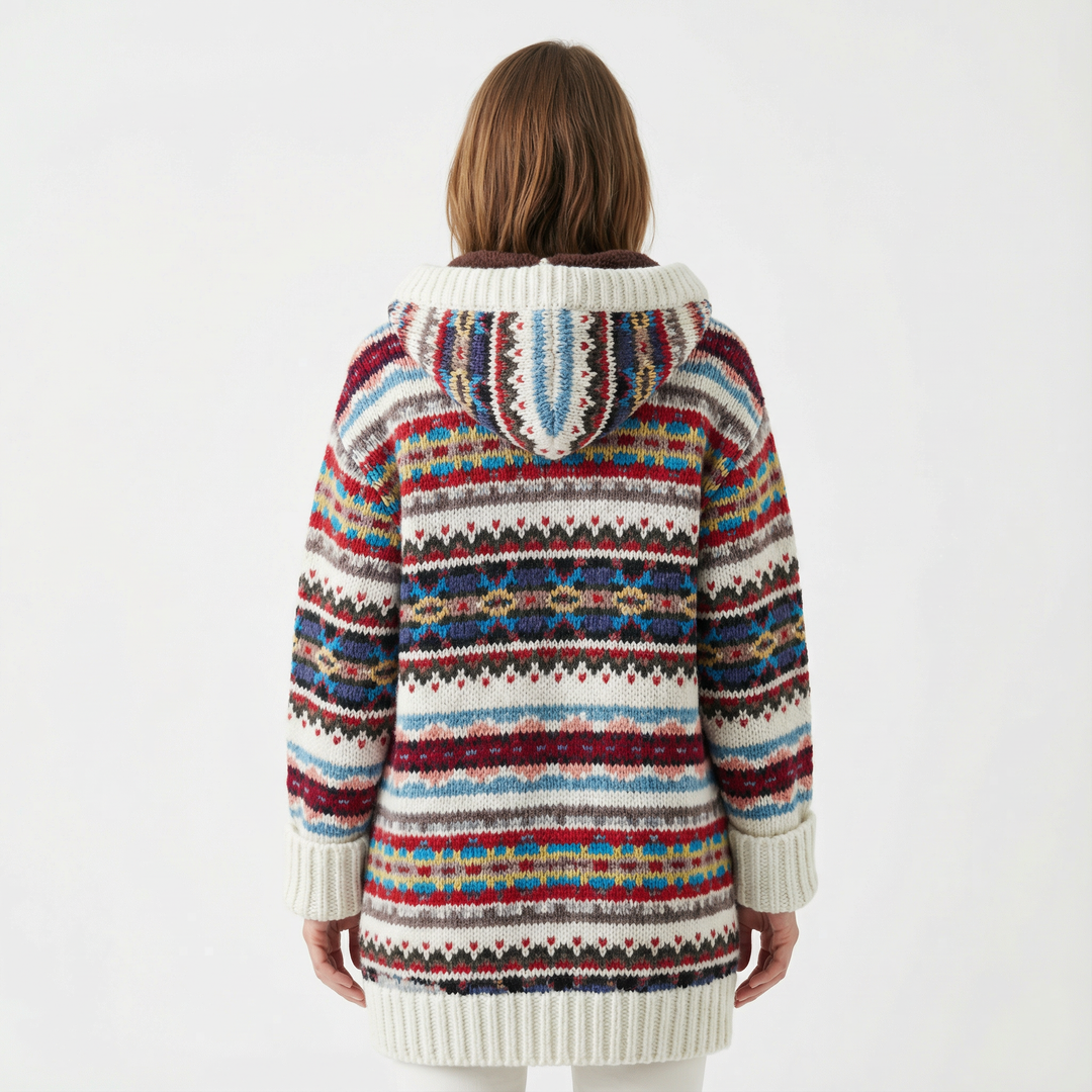 Damen Hoodie Cardigan mit buntem Tier-Cartoon-Print, Loose Fit
