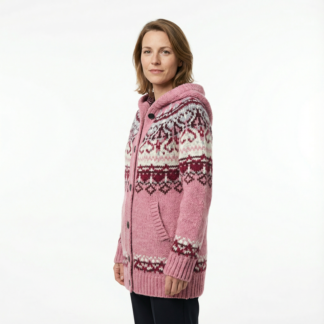 Rückenansicht Damen Oversized Cardigan, Tier-Aufdruck großflächig