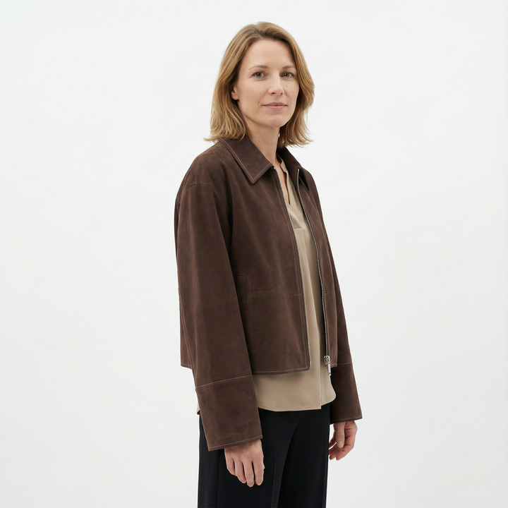 Damen Wildleder Kurzjacke Braun