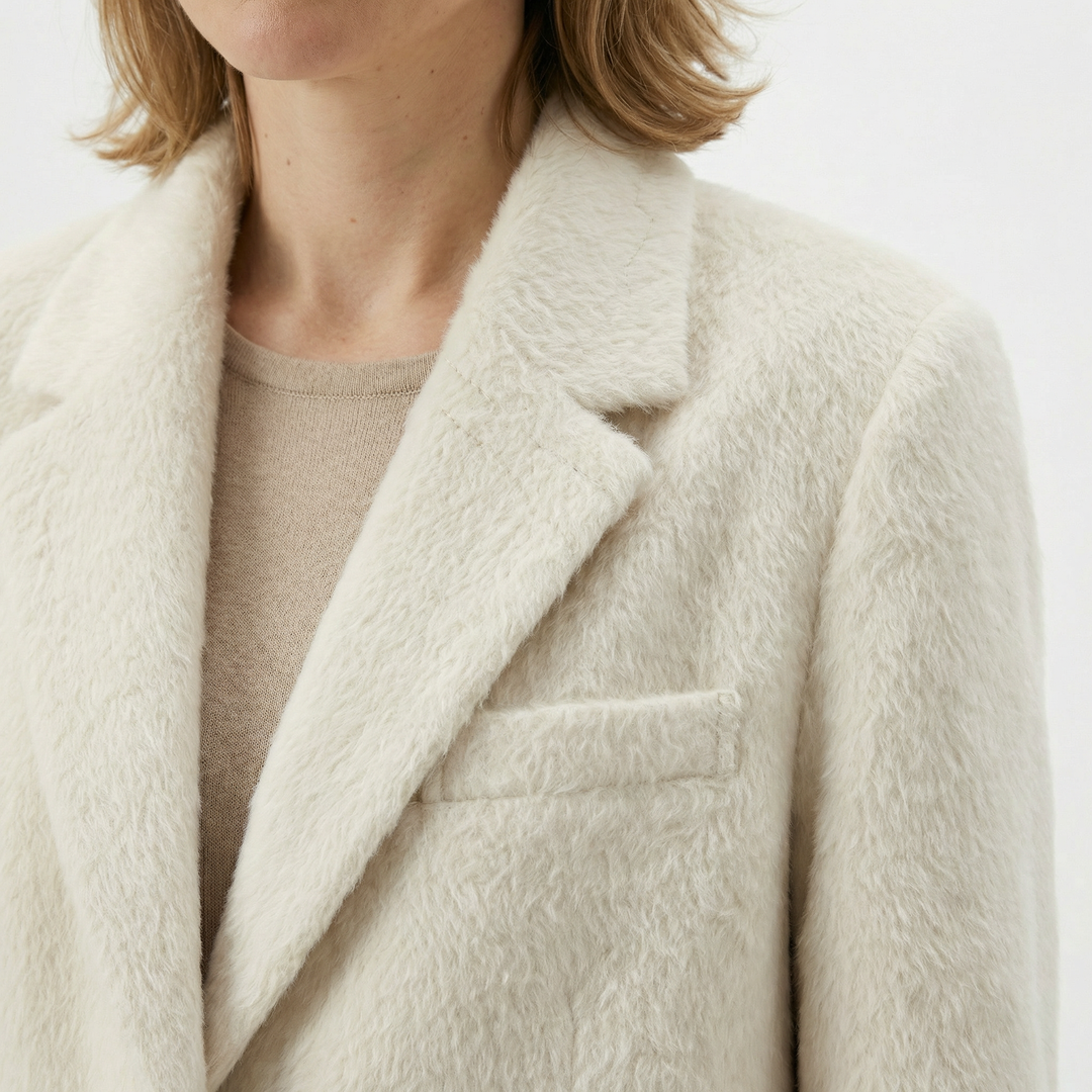 Damen Kunstfell Longblazer Elegant