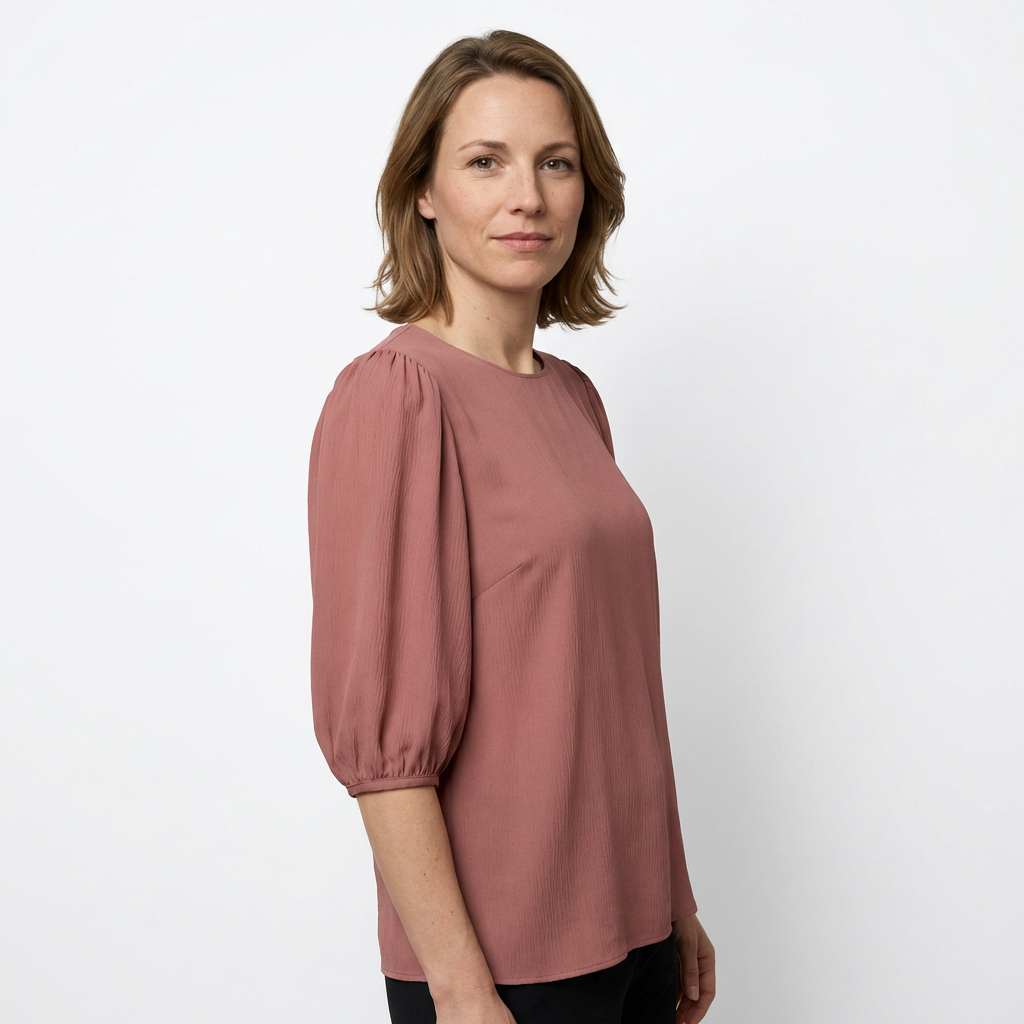 Damen Bluse 3/4 Ärmel Rosa Rückenansicht elegant