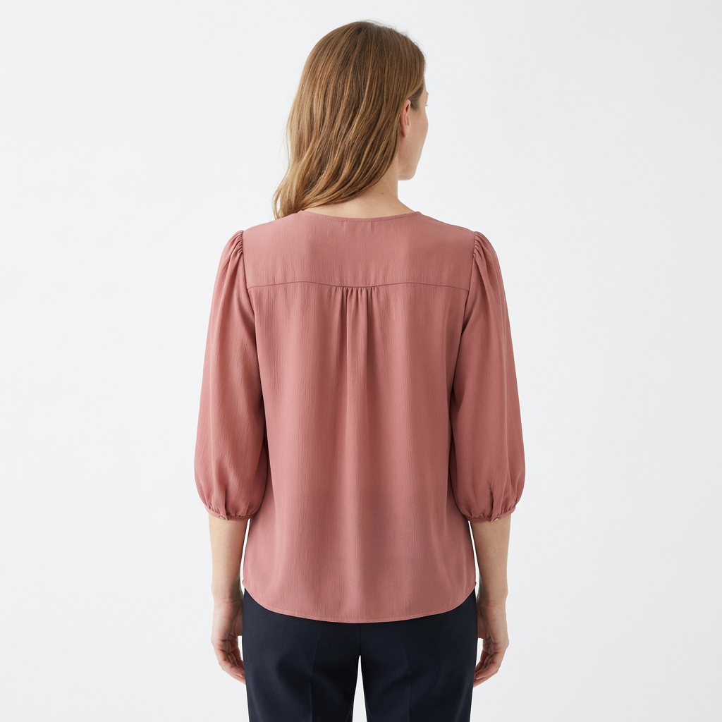 Damen Bluse Rosa 3/4 Ärmel Seitenansicht locker