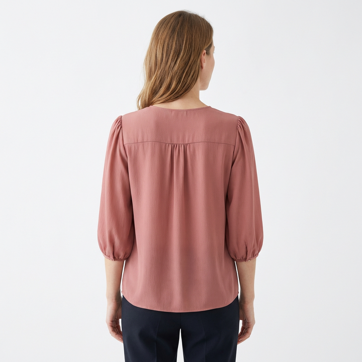Damen Bluse Rosa 3/4 Ärmel Seitenansicht locker