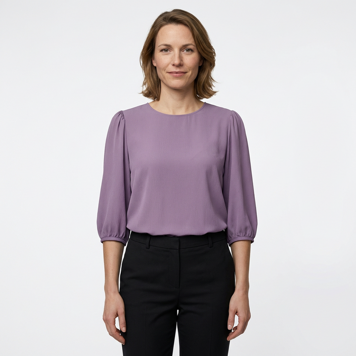 Damen Bluse Khaki Rückenansicht locker elegant