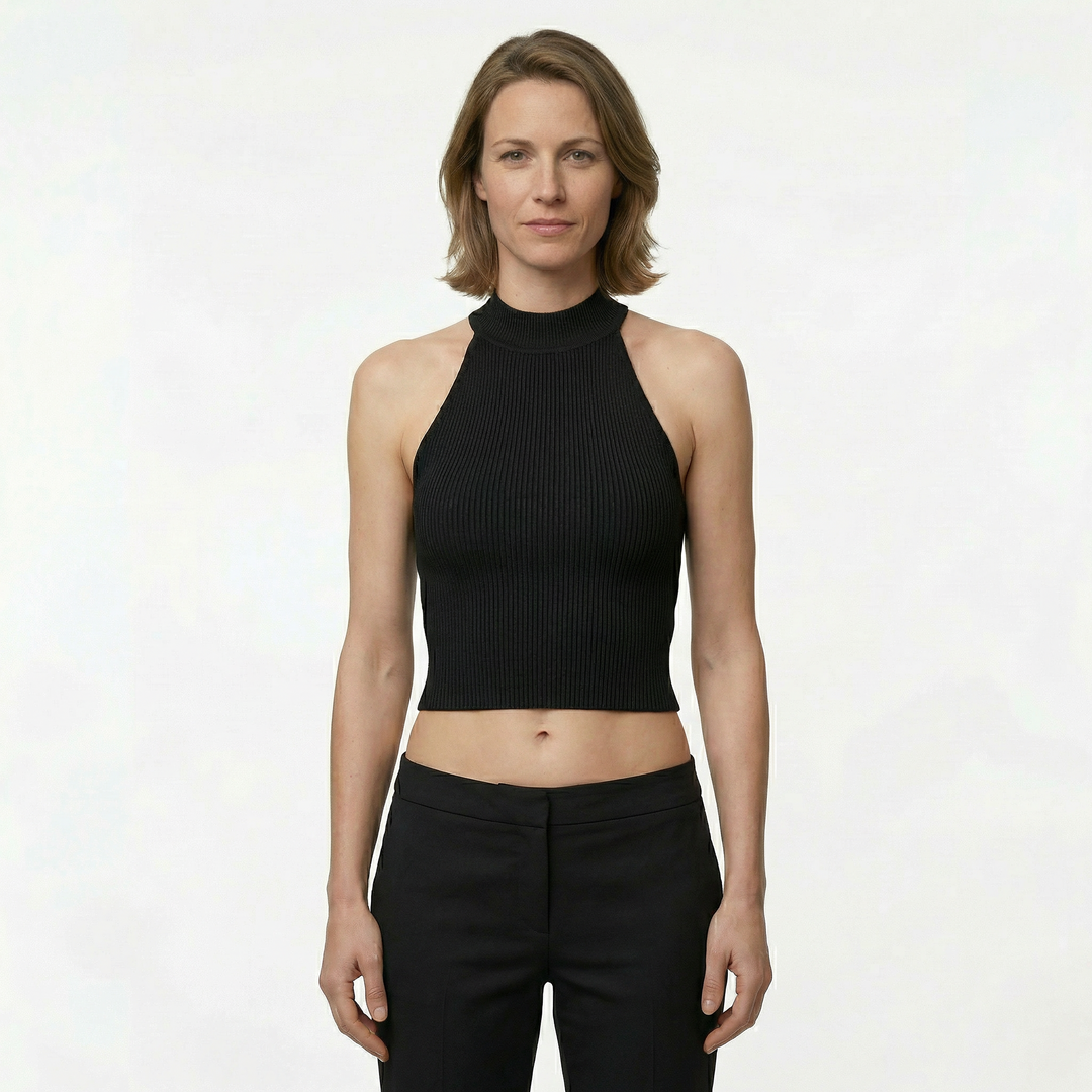 Damen Neckholder Top Sommer Strick