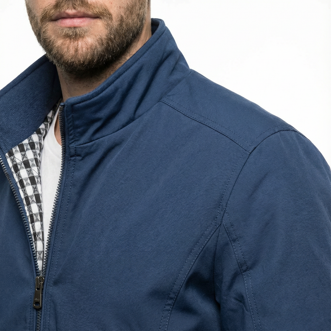 Herren Technische Bomberjacke mit Karofutter und Rippstrickdetails