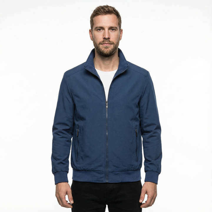 Herren Technische Bomberjacke mit Karofutter und Rippstrickdetails